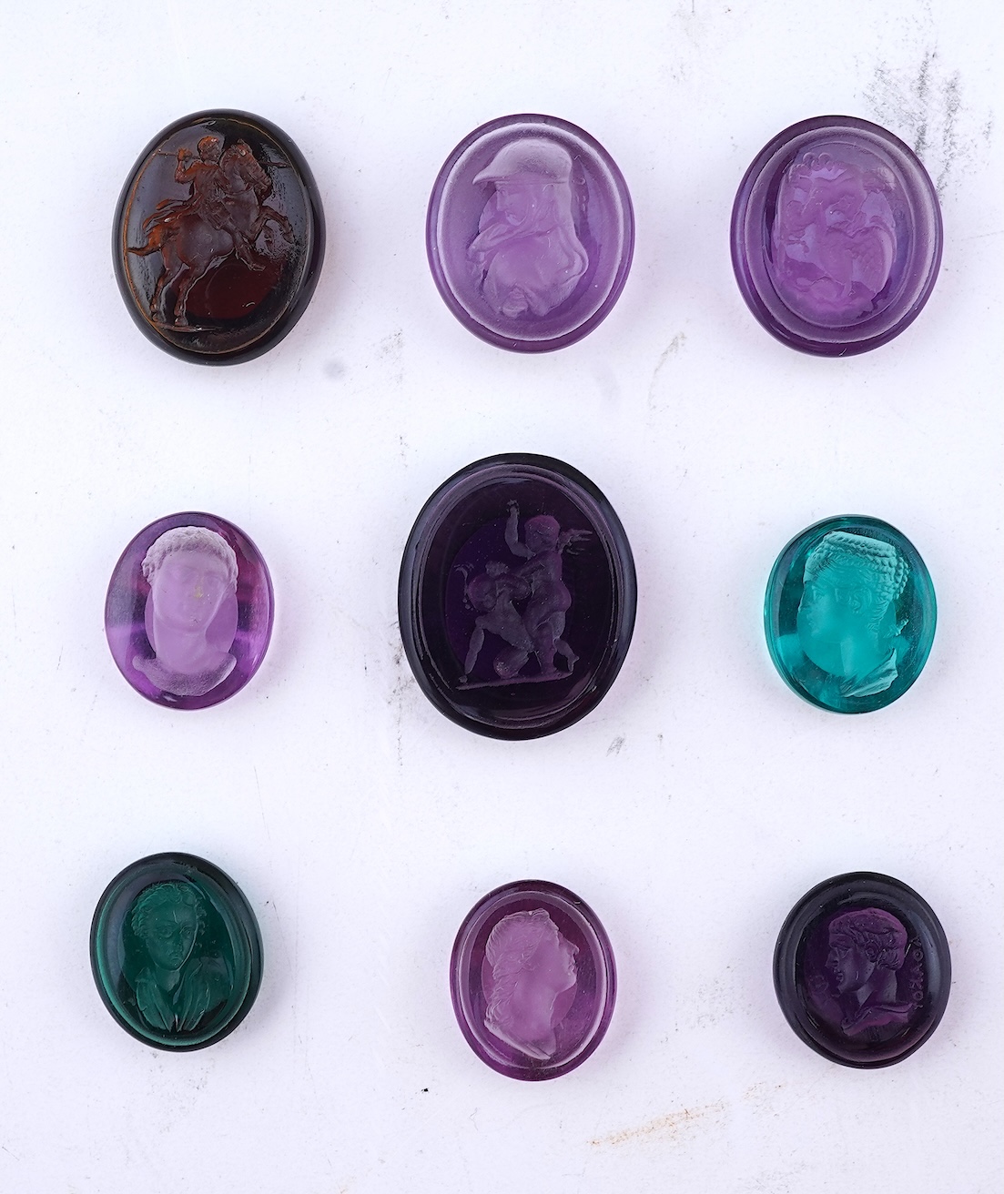 A collection of nine paste intaglios, possibly by William Tassie, late 18th/early 19th century